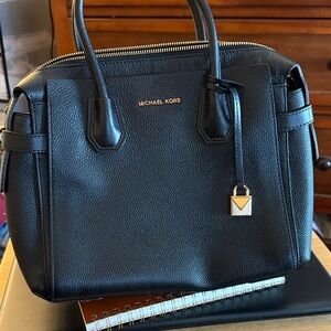 Michael Kors Black Satchel with Gold Accents